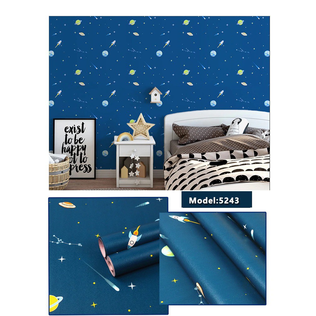 Wallpaper Sticker 5243 Planet Biru Dongker / Wallpaper Sticker Termurah / 9mx45cm