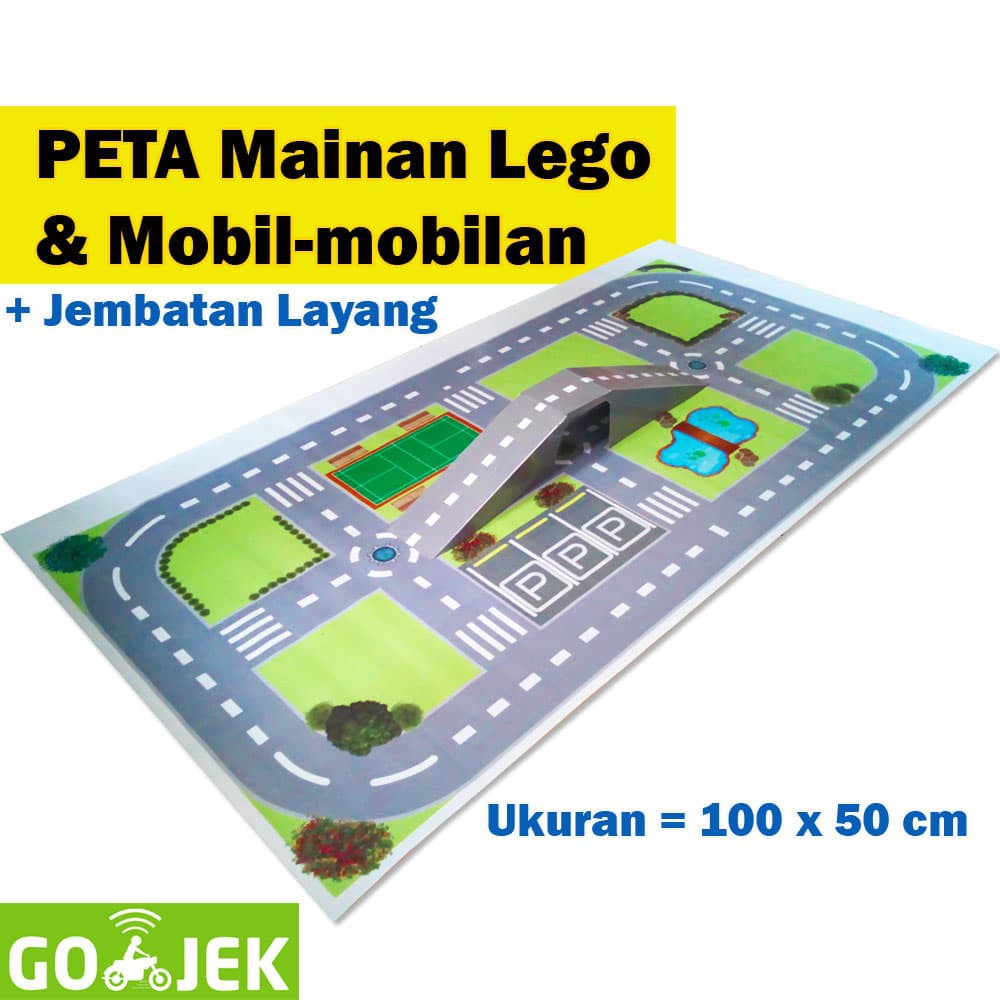 100X50CM MAT ALAS MAP EDUKASI ANAK LEBAR JALAN PETA MOBIL MOBIL MOTOR LEGO BELAJAR SCHOOL ASAH OTAK