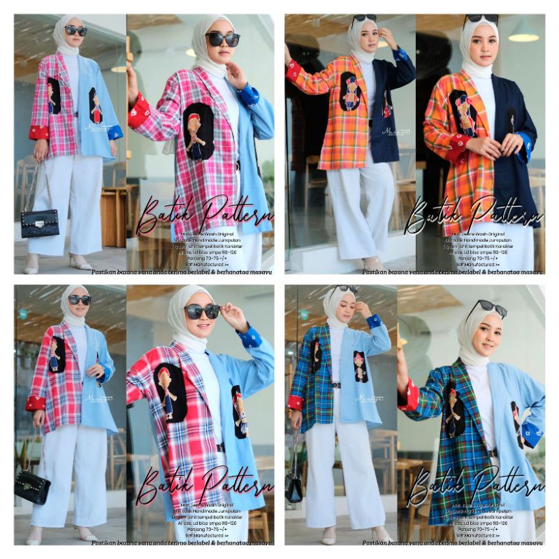 BLAZER Jeans Wash Kombinasi Batik Karakter || ORI BERLABEL MASAYU