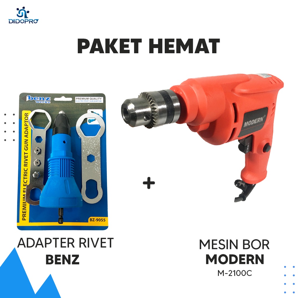 1 Set Electric Rivet Gun Adaptor Riveter Adapter Dengan Mesin Bor Modern M 2100 C 2 Arah Bolak Balik