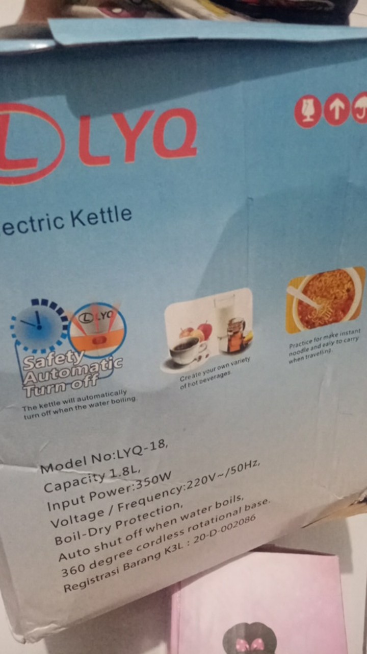 Teko Listrik 1.8l Kettle Electric 350w Pemanas Air Utk Kopi Teh / Teko Lipat Travelling
