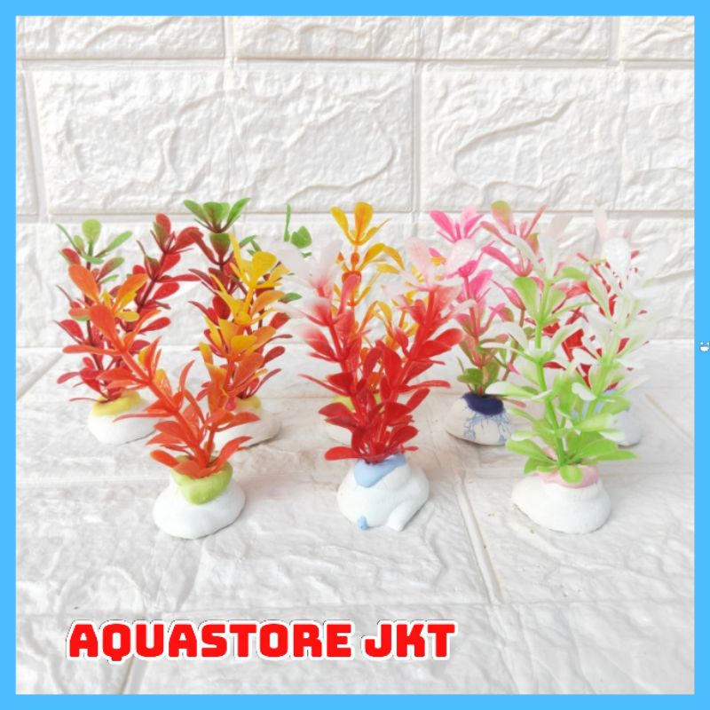 TANAMAN HIAS HIASAN AQUARIUM PLASTIK TANAMAN PLASTIK AQUARIUM AQUASCAPE