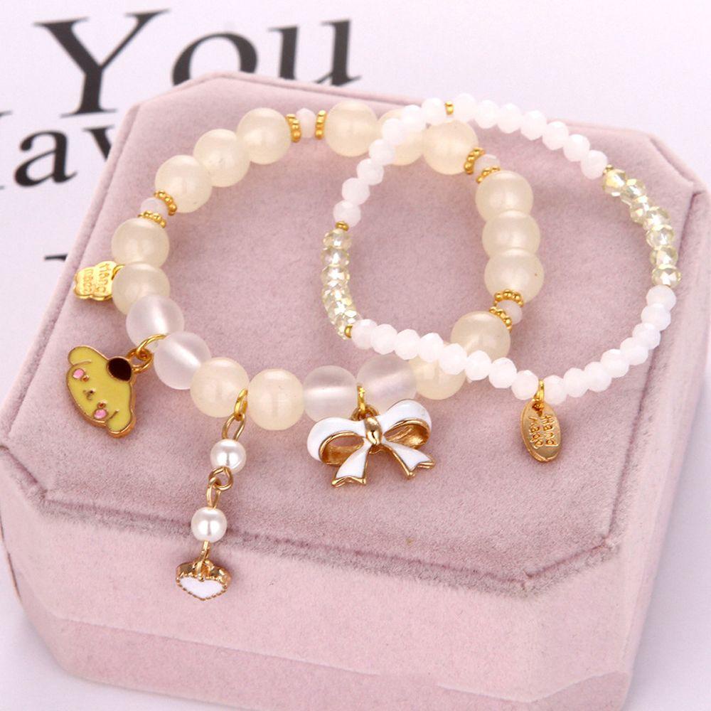 Nickolas1 Gelang Mutiara Fashion Kawaii Gadis Kuromi Mymelody Perhiasan Cinnamoroll Handmade Double-layer Tangan String