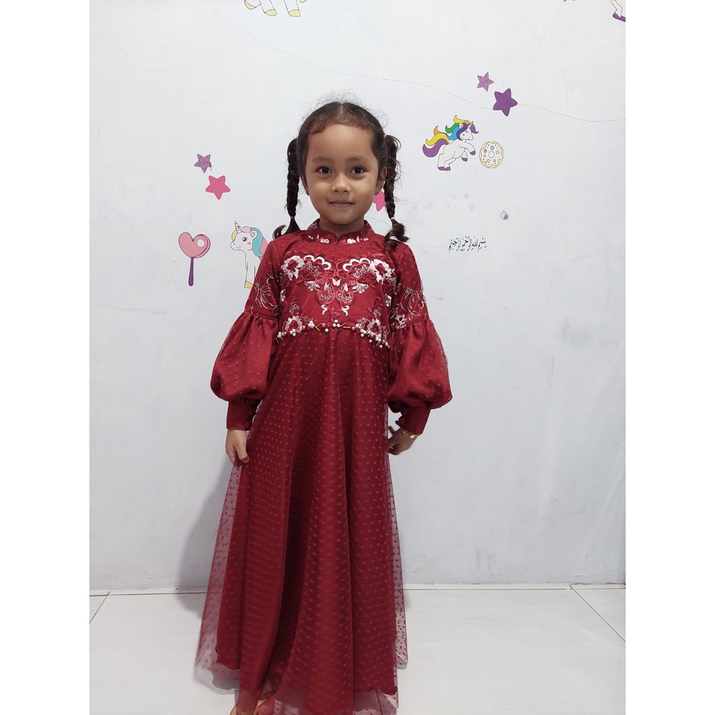 Baju Brukat Anak Perempuan produksi butik Dress Gaun Pesta shinta untuk Kondangan Mewah Brokat lenga