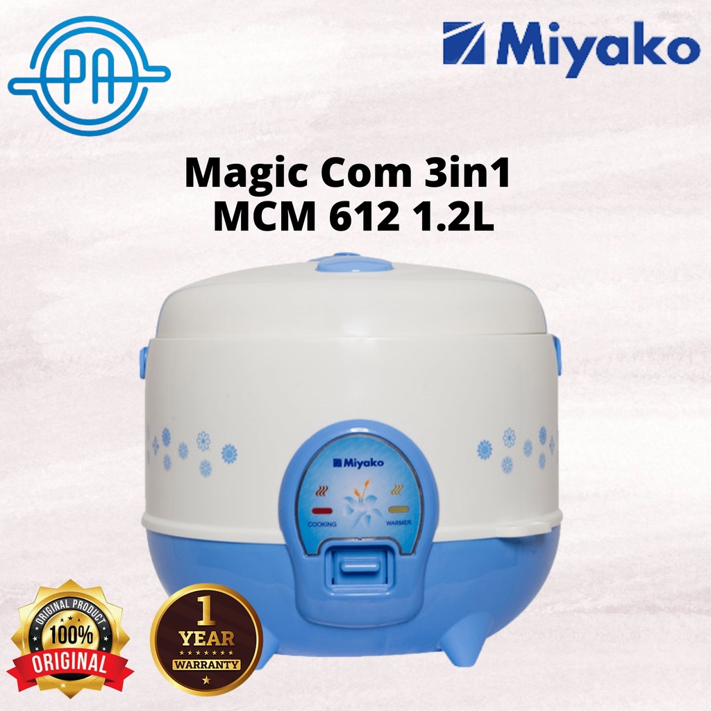 MAGIC COM MIYAKO 612 3 IN 1 ALUMINIUM PAN ANTI LENGKET SPRAY SOFT TOUCH