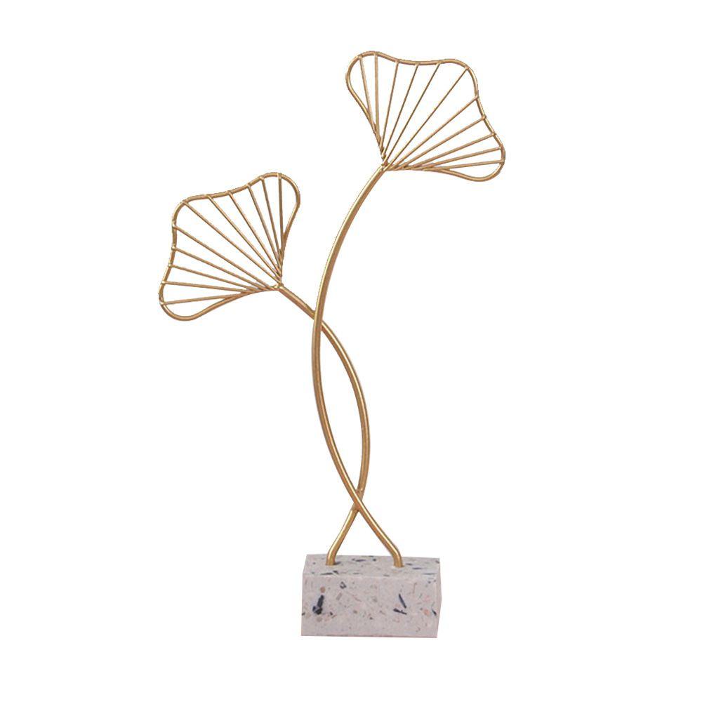 Populer Gingko Ornamen Hadiah Hiasan Miniatur Kerajinan Tangan Modern Vintage Golden Wrought Iron Craft