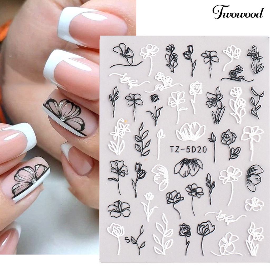 Twowood Stiker Kuku Motif Bunga Kamelia Untuk Dekorasi Nail Art DIY