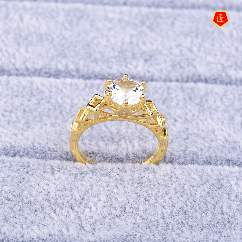[Ready Stock]Fashion Personality 18K Gold Inlaid Diamond Ring