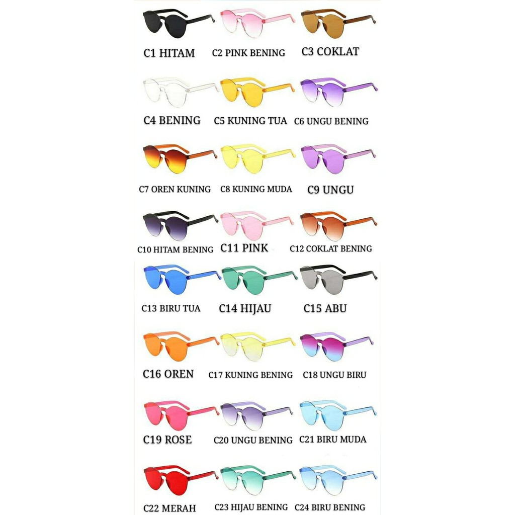 [BISA COD] KACAMATA HITAM FASHION WANITA PRIA TRANSPARAN TANPA FRAME JELLY CANDY YOUTUBER KPOP-1