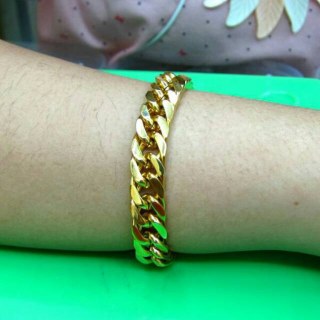 Gelang pria&wanita titanium emas