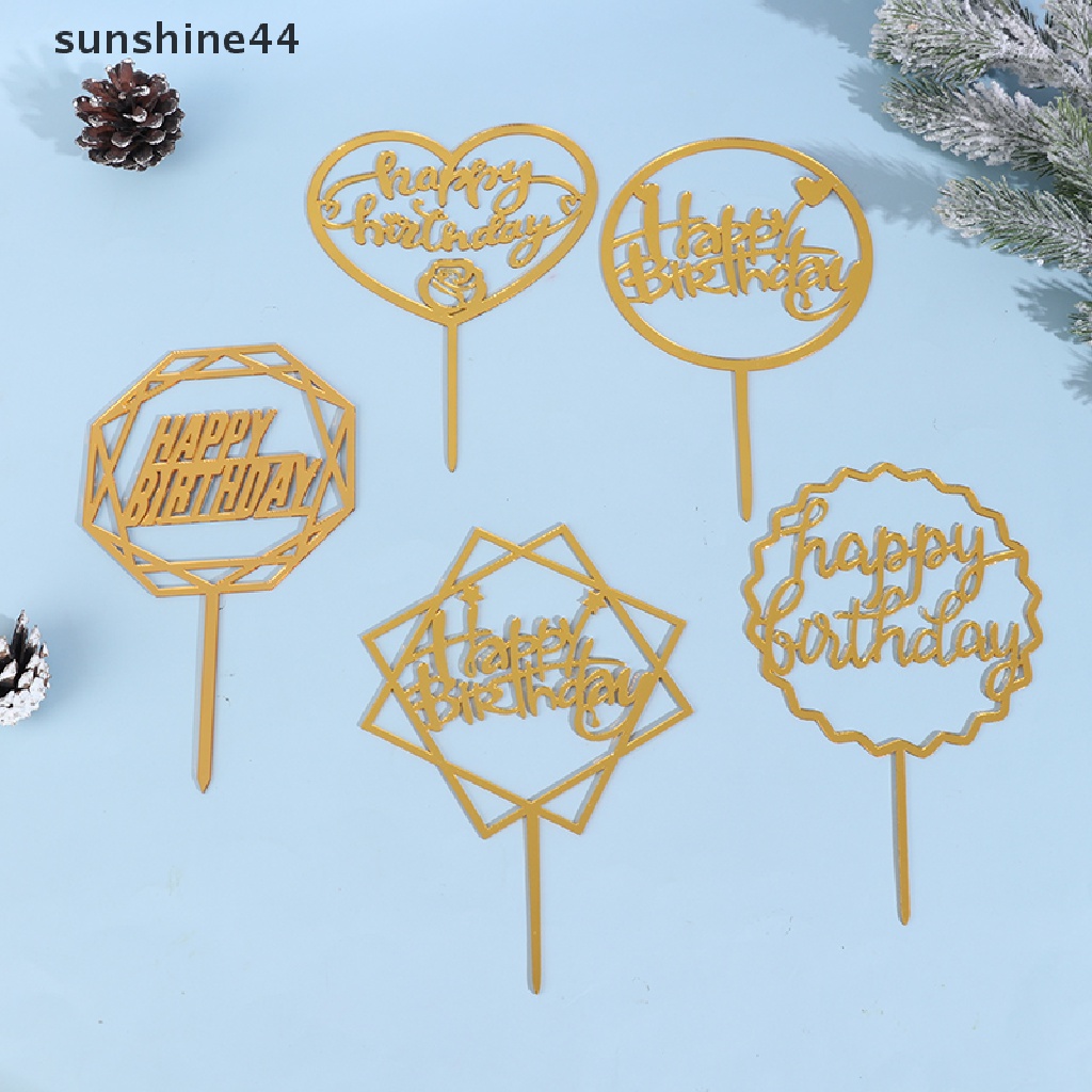 Sunshine Topper Kue Ulang Tahun Tulisan Happy Birthday Bahan Akrilik