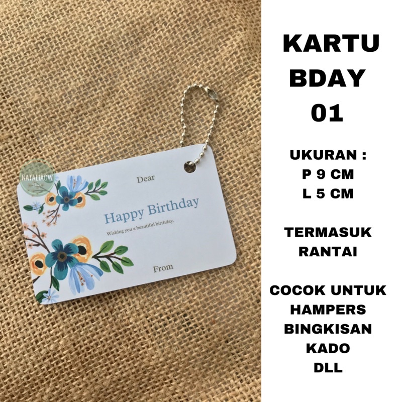 Kartu hang tag ulang tahun birthday set rantai