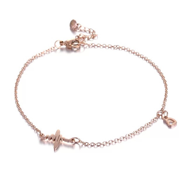 351# LS Gelang Wanita titanium lapis emas 18k model Gelombang Hati bergerak rosegold-5