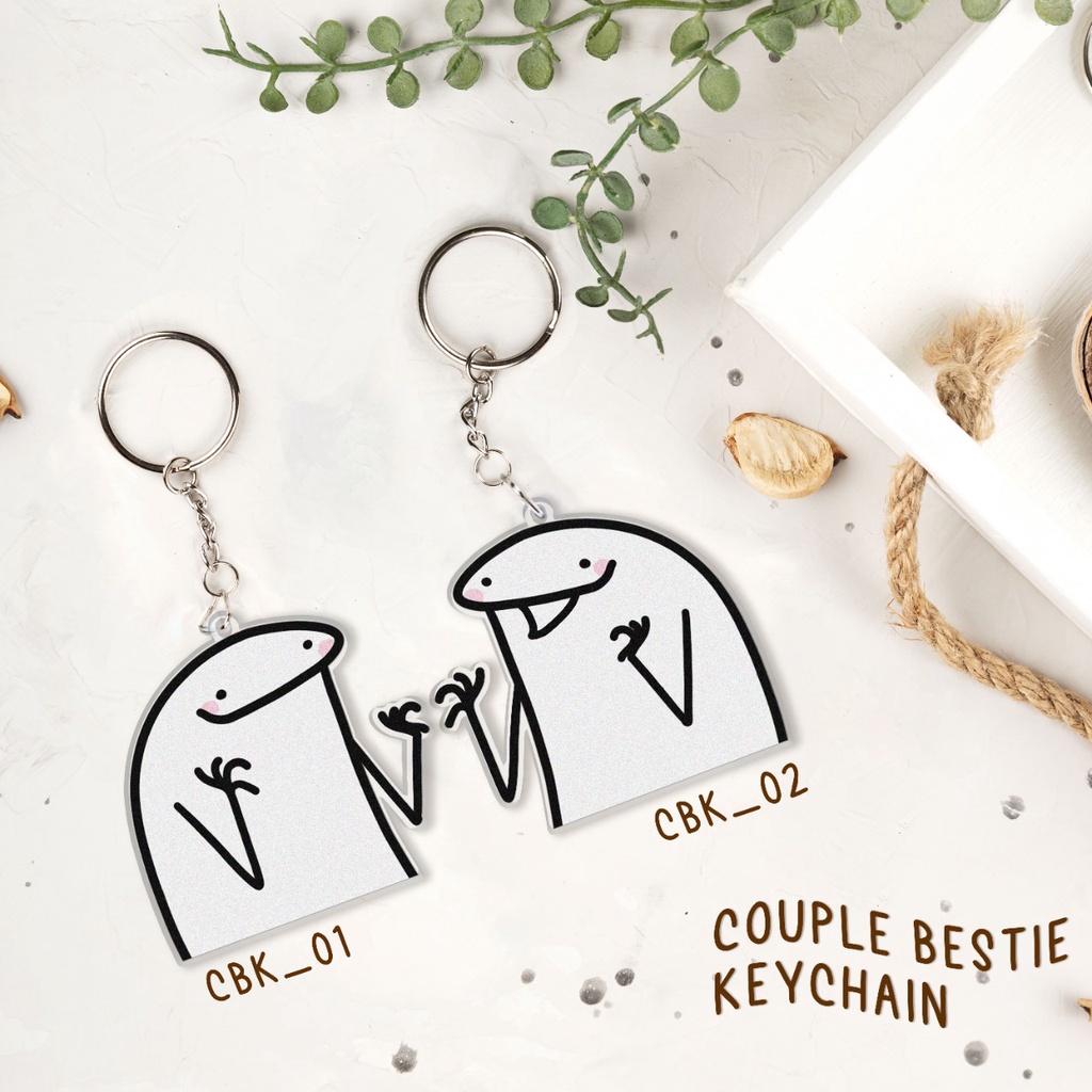 GANTUNGAN KUNCI COUPLE BESTIE / KEYCHAIN AKRILIK GANCI CUSTOM COUPLE