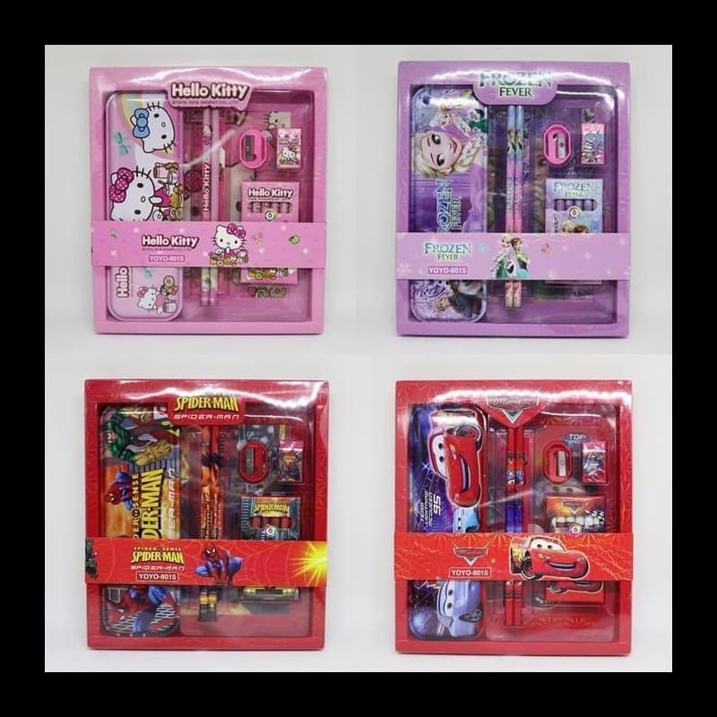 

BANTING HARGA SET ALAT TULIS ANAK YOYO 8016 MOTIF SPIDERMAN CARS FROZEN HELLOKITTY PAKET ALAT TULIS