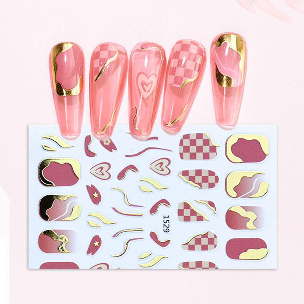 Preva Stiker Kuku Perekat Emas Hitam Desain DIY Manicure Hill Pattern