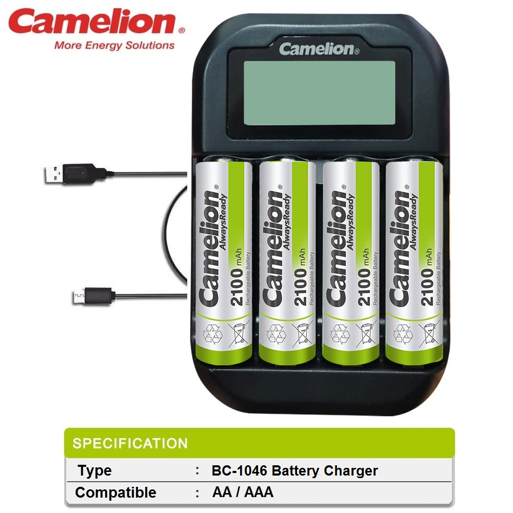 Charger Baterai Camelion BC-1046 + AA 4pcs with LCD Display