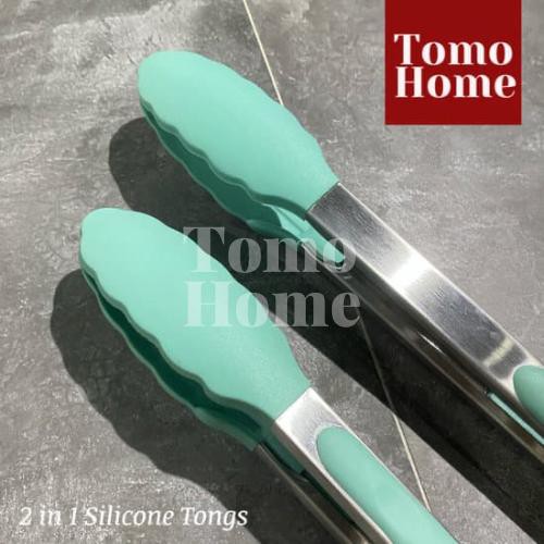 TOMO HOME 2 in 1 SET Capitan Penjepit Kitchen Tongs Silicone Stainless