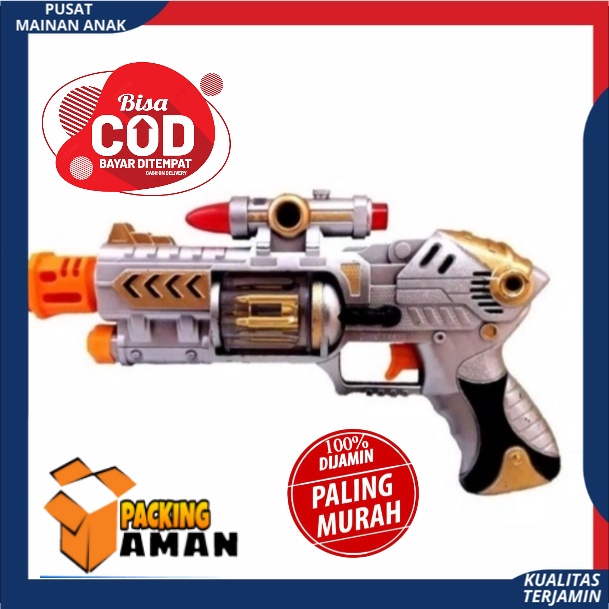 (PROMO ) COD Pistol mainan anak Tembakan baterai PISTOL LASER ADA LAMPU DAN BUNYI TERBARU