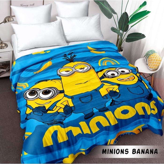 Selimut Panel Internal Blanket 160X200 Motif Minon Karakter Anak Ori Diskon