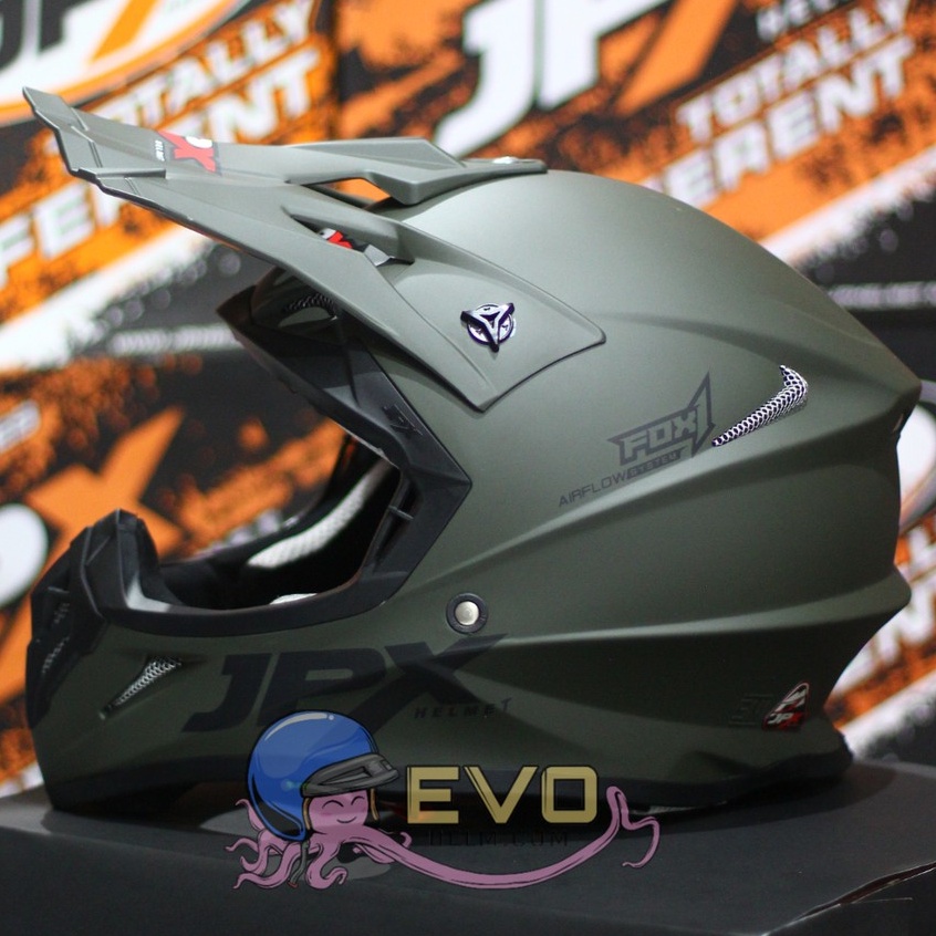 HELM JPX CROSS_SOLID - ARMY GREEN DOFF / BLACK + GOOGLE SNAIL (ONGKIR 2 KG) HELM JPX FOX1 PAKET GANTENG JPX ARMY DOFF JPX PAKET GOOGLE SNAIL HELM JPX TERBARU