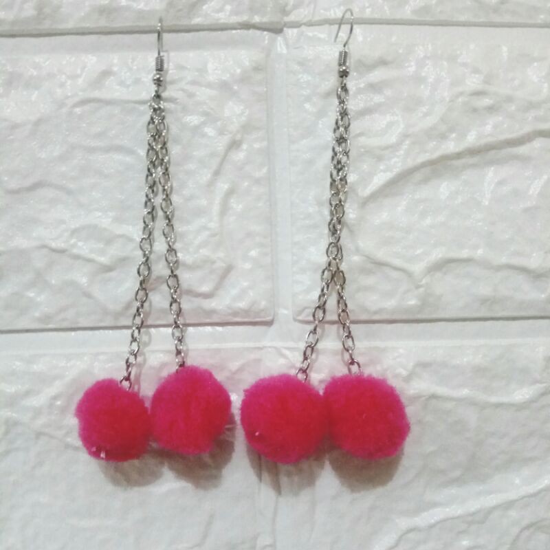 Anting pompom dable -anting murah -anting cantik - anting hijab -bisa bayar ditempat cod