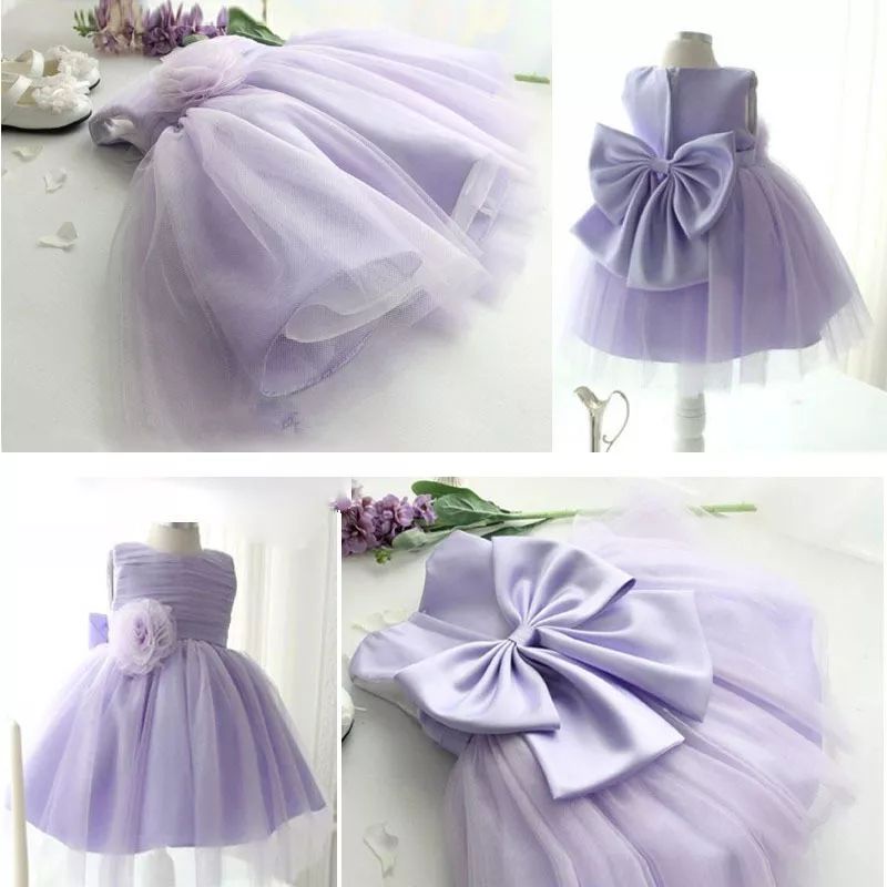 DRESS BANDO ANAK-ANAK PEREMPUAN GAUN PESTA ULANG TAHUN BAYI LILAC UNGU DRESS PESTA ULANG TAHUN BAYI 