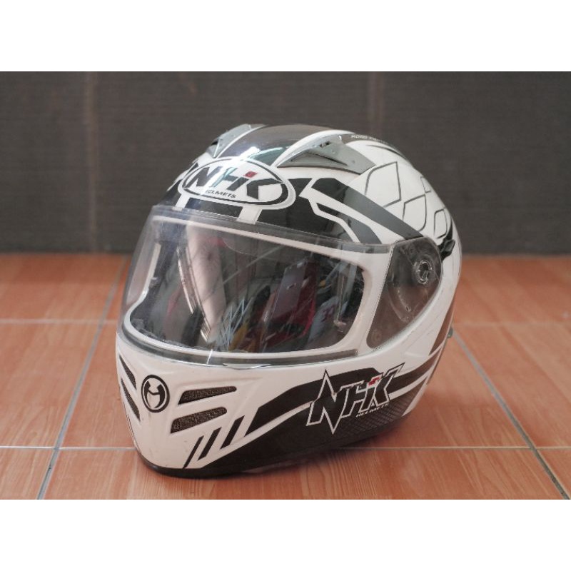 Helm NHK Terminator White Black Road Fighter
