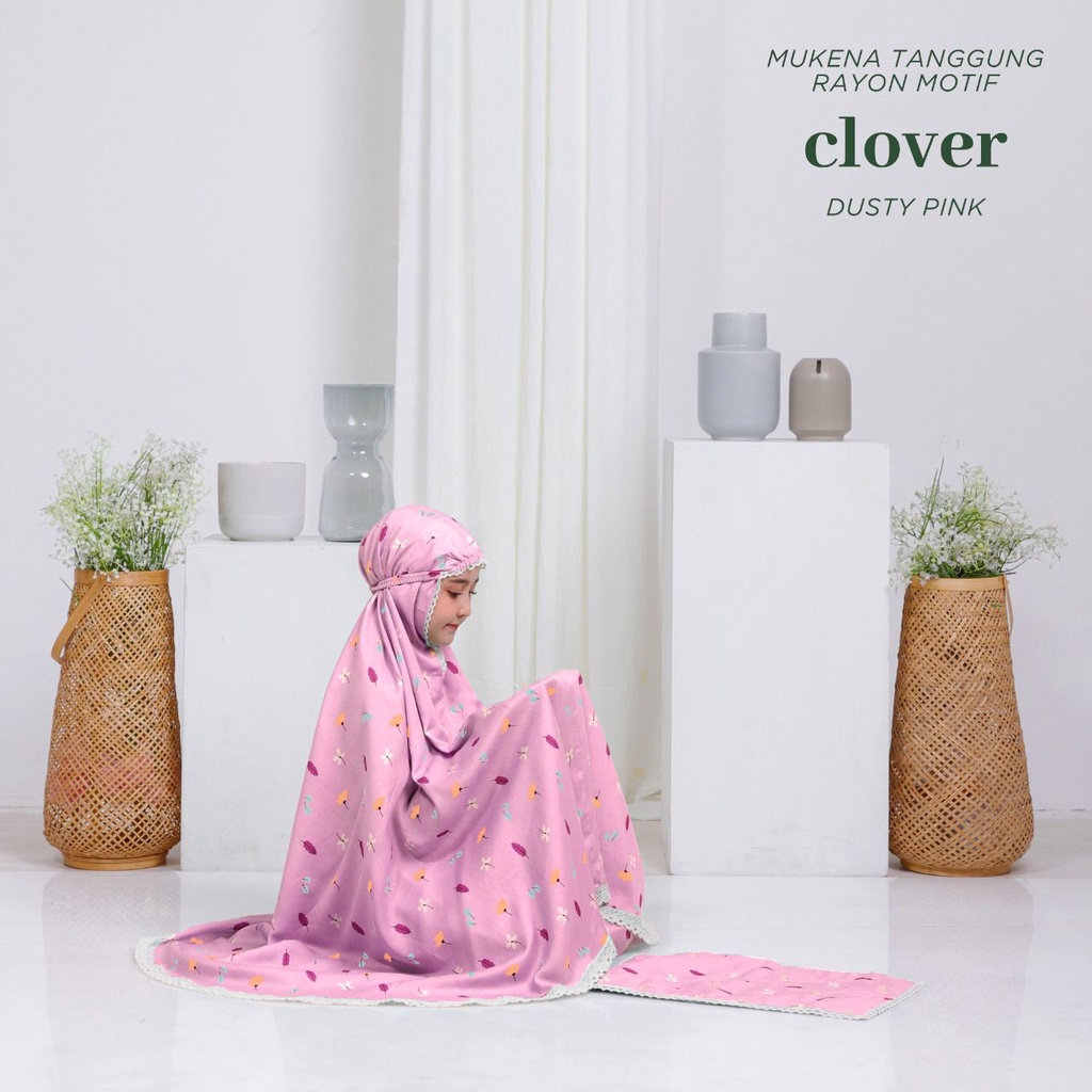 MUKENA BALI TASIK - MUKENA ANAK TANGGUNG RAYON MOTIF CLOVER