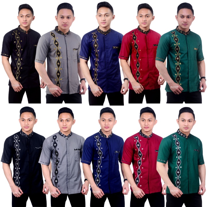 Baju koko dewasa lengan pendek warna terbaru koko bordir pria koko batik murah koko laki laki muslim