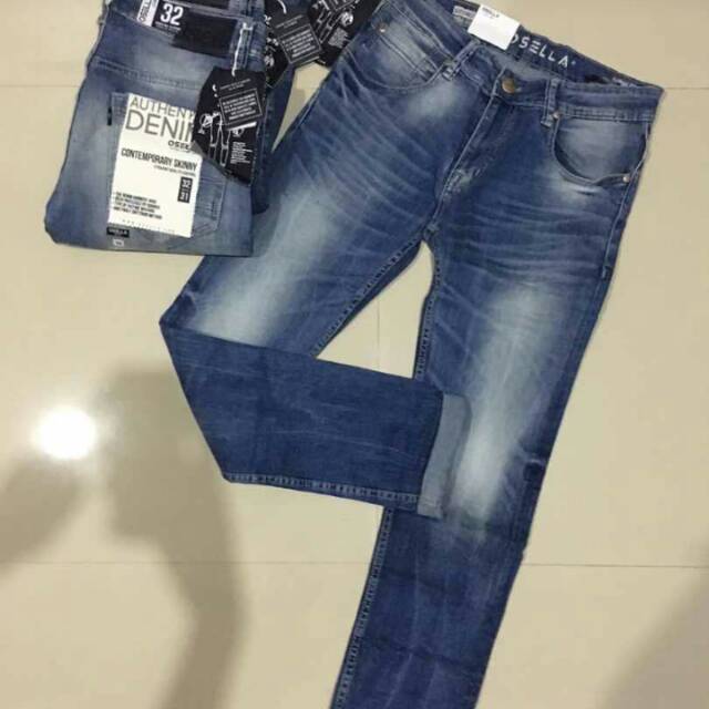 celana osella jeans pria original biru modern