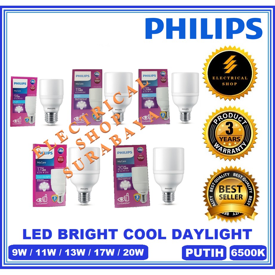 PHILIPS LAMPU LED BRIGHT 9W 11W 13W 17W 20W PUTIH GROSIR LEDBRIGHT 9 11 13 17 20 W PENGGANTI TORNADO