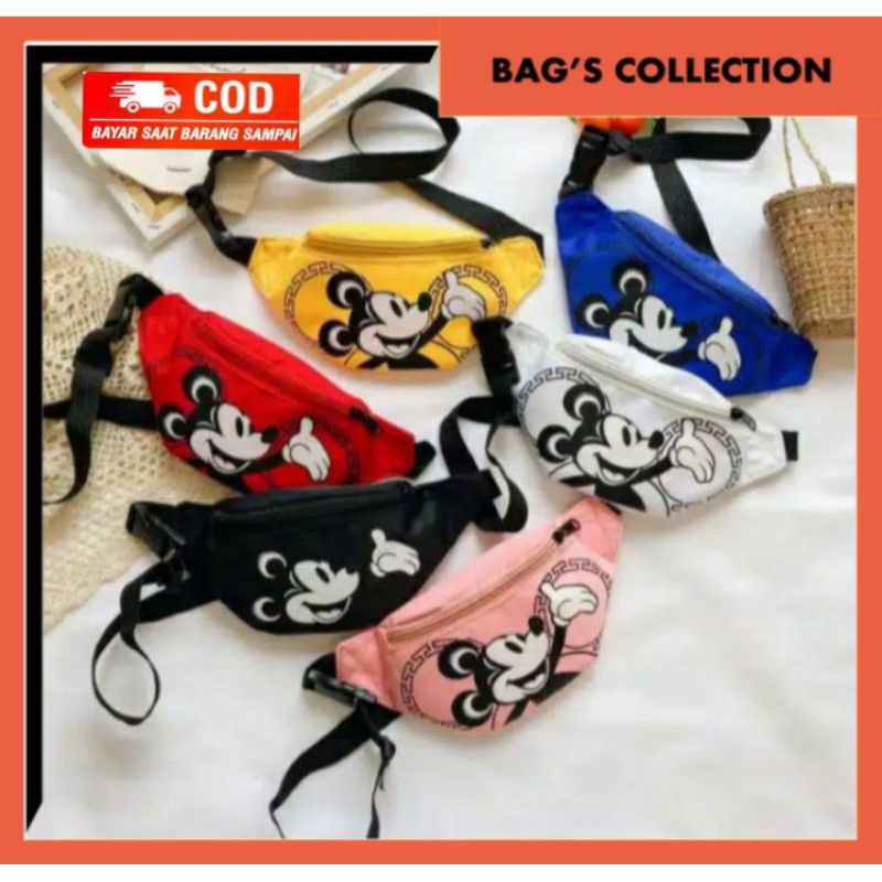 [ bisa COD] ~TAS Anak Tas SELEMPANG TAS PINGGANG ANAK KARTUN LUCU WAISTBAG ANAK MICKY DAN ELMO