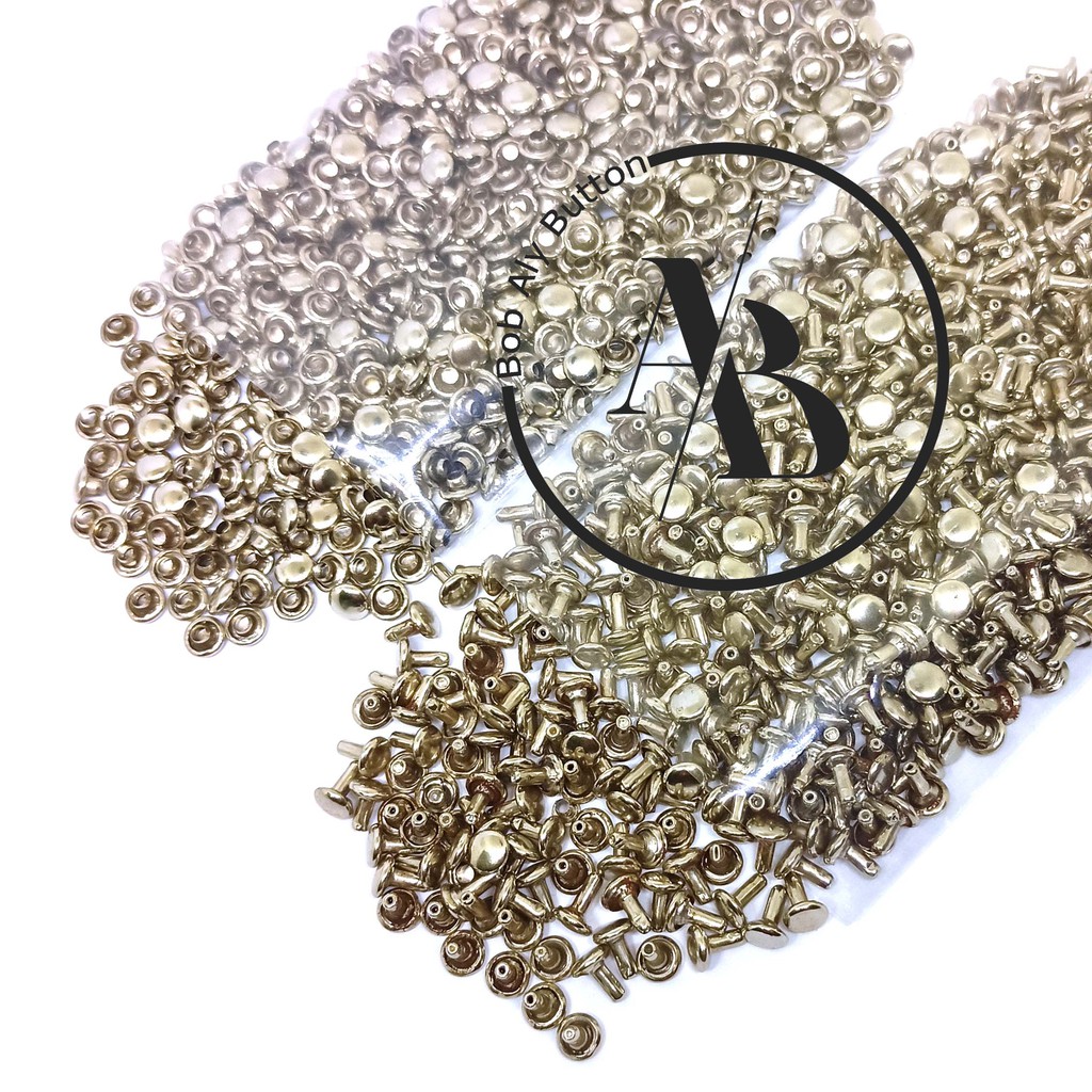 PAKU KELING CENTANG BOLAK BALIK 6 MM PER 100 SET WARNA NIKEL V 1000 D