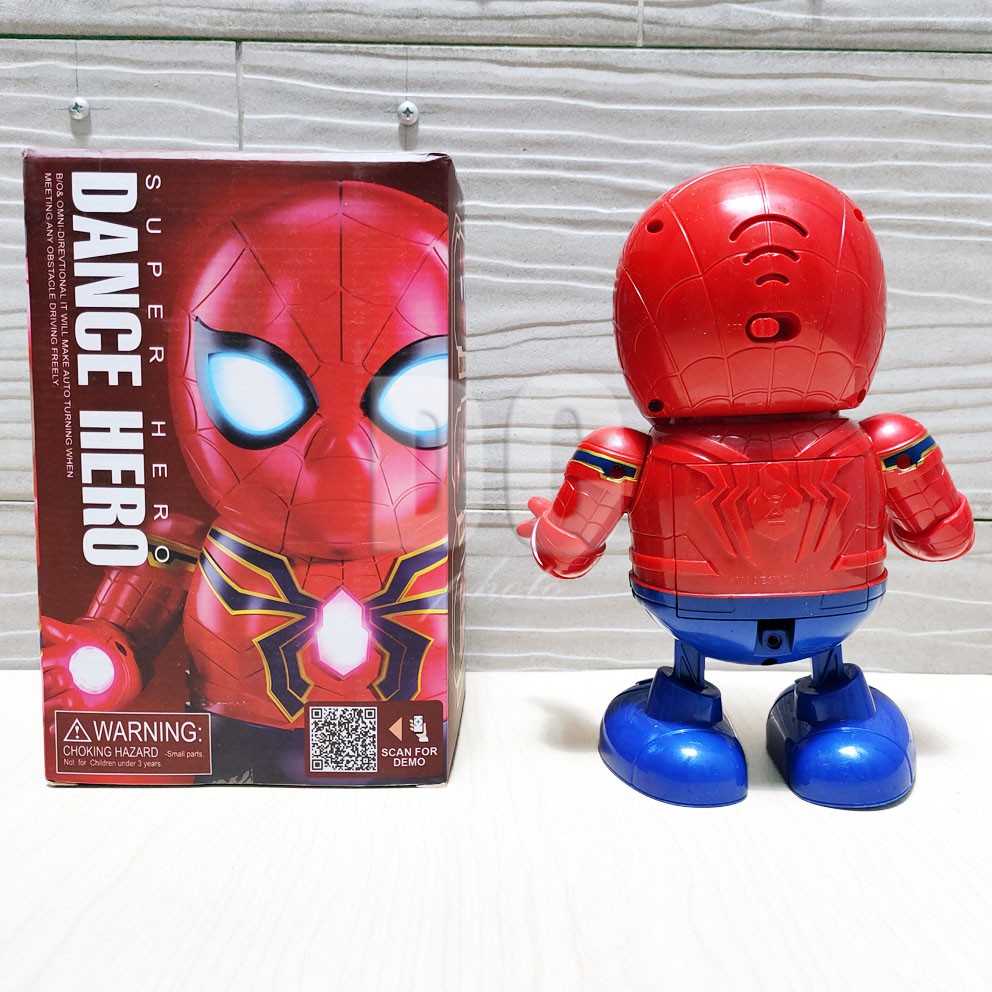 Dance Hero Spiderman Mainan Robot Superhero Avengers Menari Ada Lampu &amp; Musik