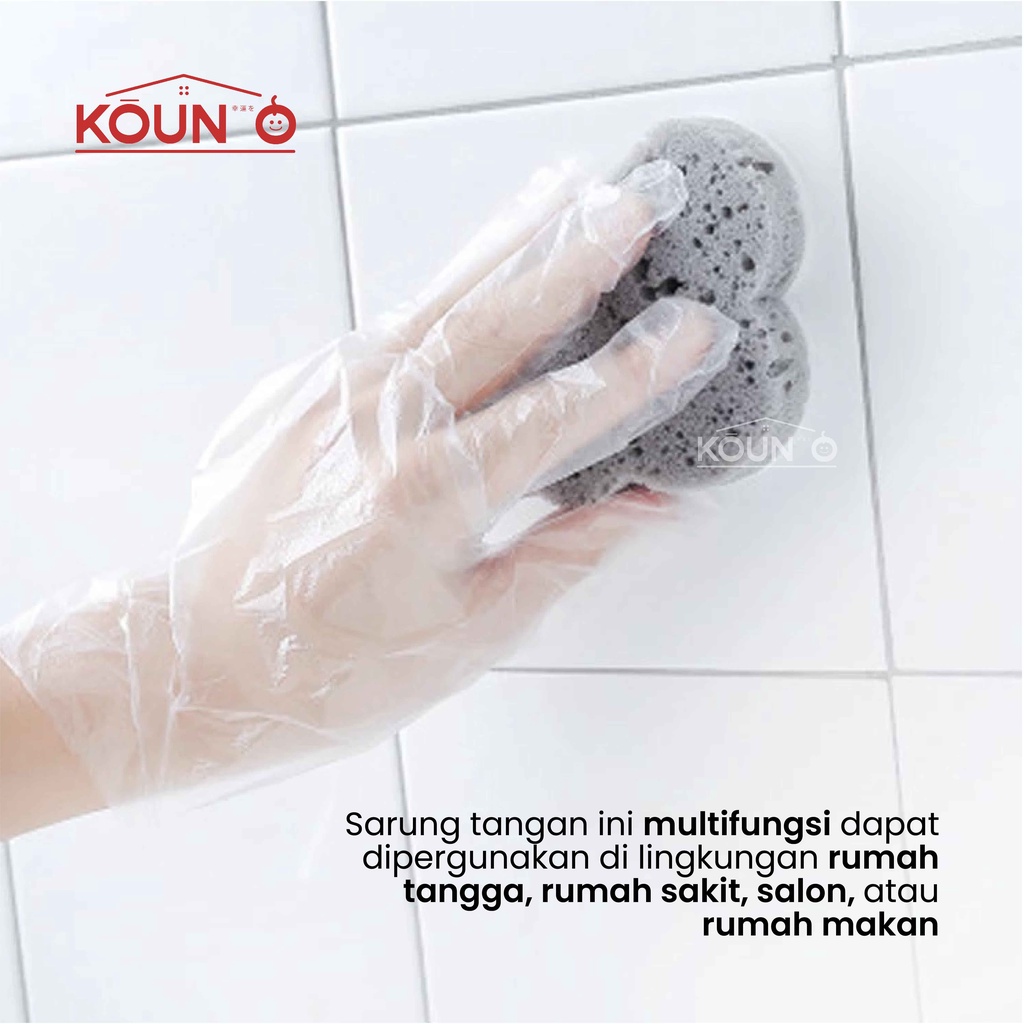 Sarung Tangan Plastik Sekali Pakai isi 100 Pcs Transparan Food Grade Disposable Plastic Gloves