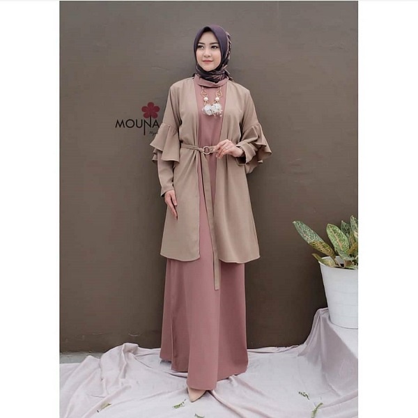 Baju Muslim Modern TRUSYA SET DRESS MOSSCRAPE DAPAT GAMIS + LUARAN PISAH Gamis Wanita Remaja Gamis W