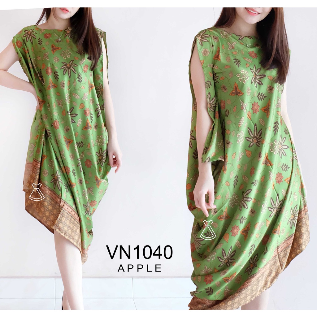 VN1040 - Dress Batik Kaftan Asimetris Best Seller