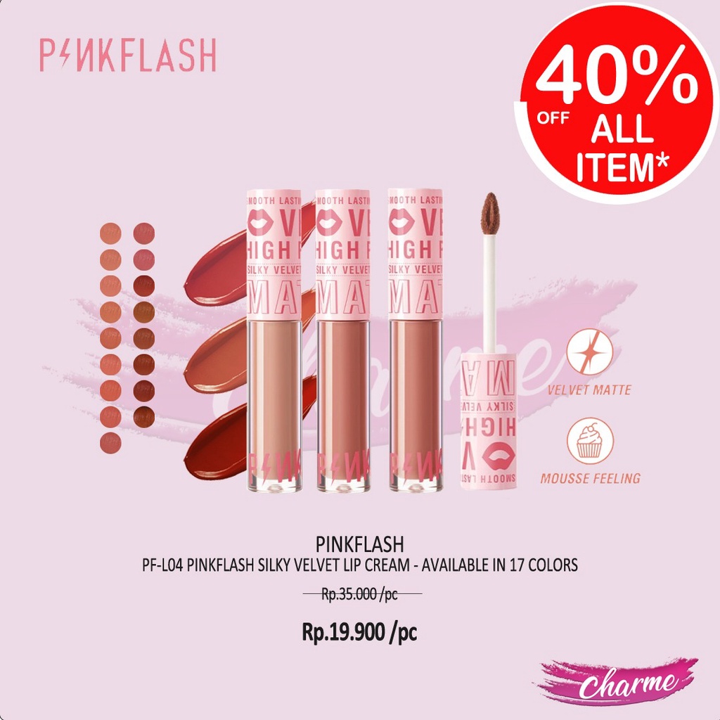(READY & ORI) Pinkflash Pink Flash Silky Velvet Lip Cream Lipstick PF-L04 lipstick lipstik ombre vel