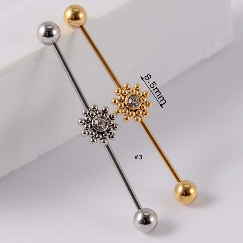 1pc Anting Tindik Tubuh Desain Barbell 16gauge Untuk Priawanita