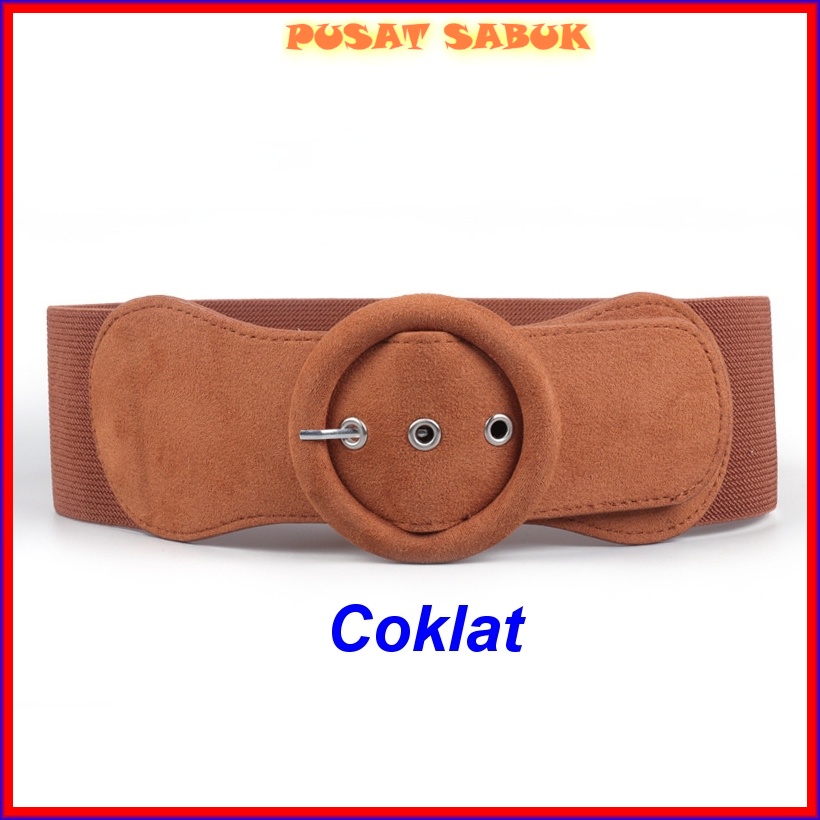 Belt Gesper Lebar Obi Sabuk Ikat Pinggang Wanita Korea Kekinian Karet Elastis Cewek Gasper besar Hitam Fashion Cantik Murah Jumbo Women Praktis Modis Mewah Pingang Grosir Melar Blet Modis