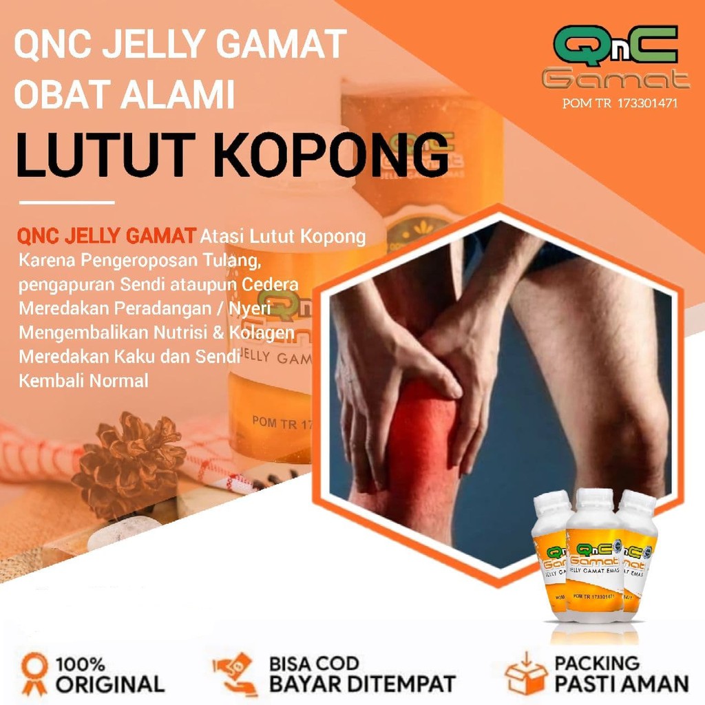 Obat Dengkul Kopong, Lutut Sakit, Bunyi Kretek Pada Dengkul HERBAL QNC JELLY GAMAT