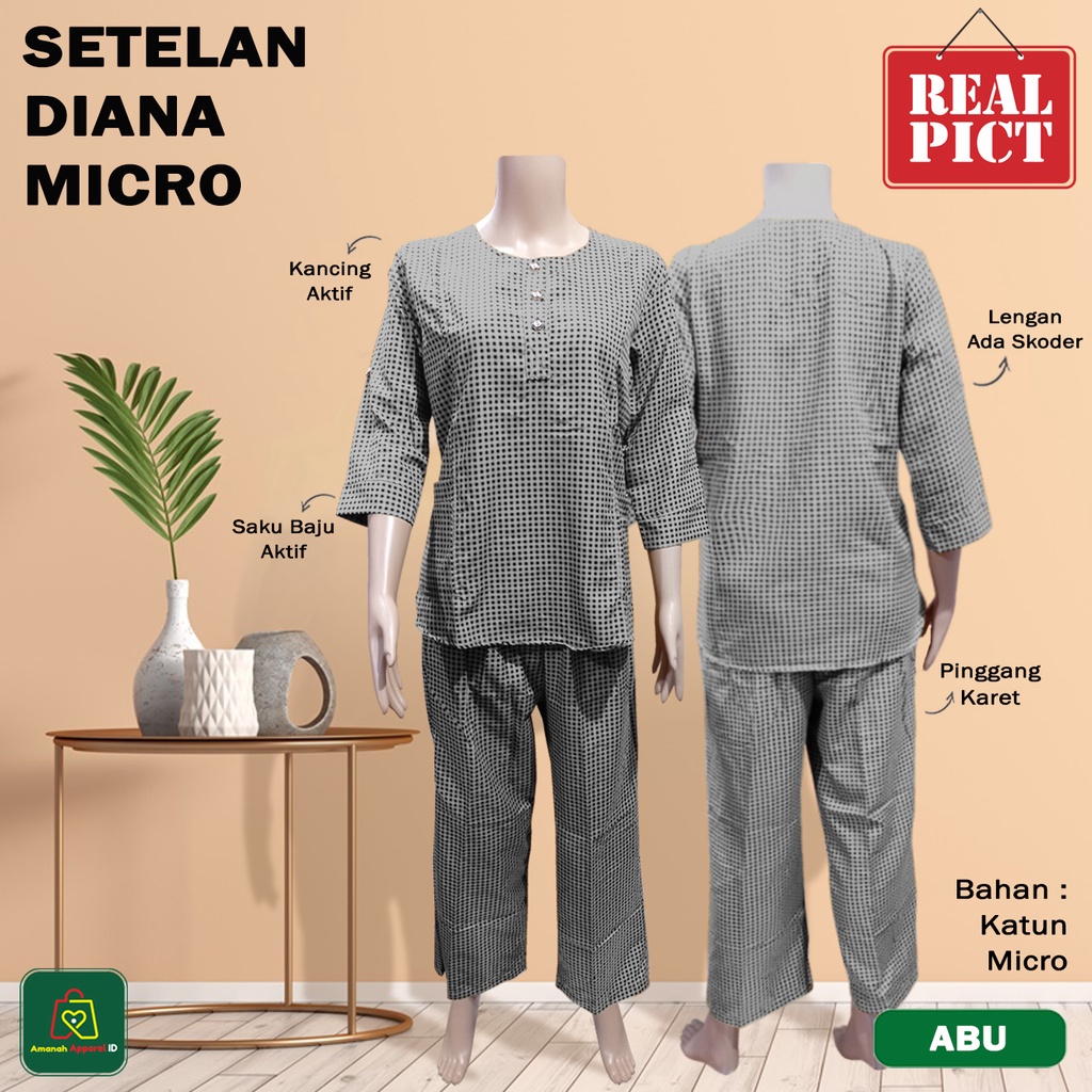 Baju Setelan Wanita Muslim DIANA MICRO Katun Big Size XL-XXXL / 23954-23962