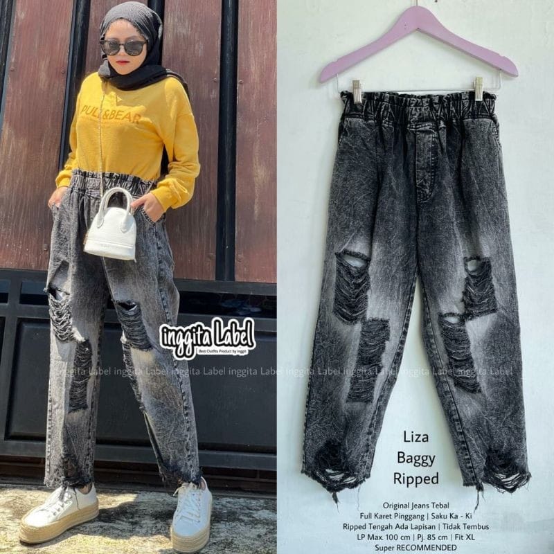 BAGGY SOBEK KEKINIAN! LIZA BAGGY LIPED MATT JEANS WASH