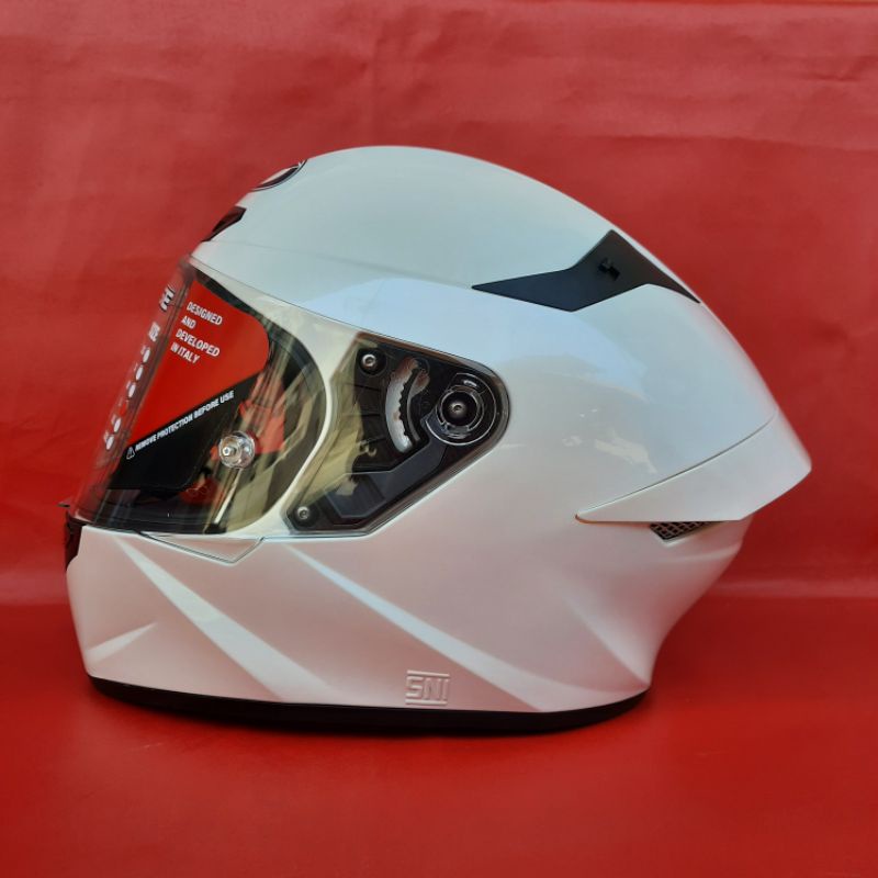 Helm KYT TT COURSE TTC Putih Solid White Polos Original Kaca Visor FLAT Clear Bening Tali DD RING Ready Top Pinlock