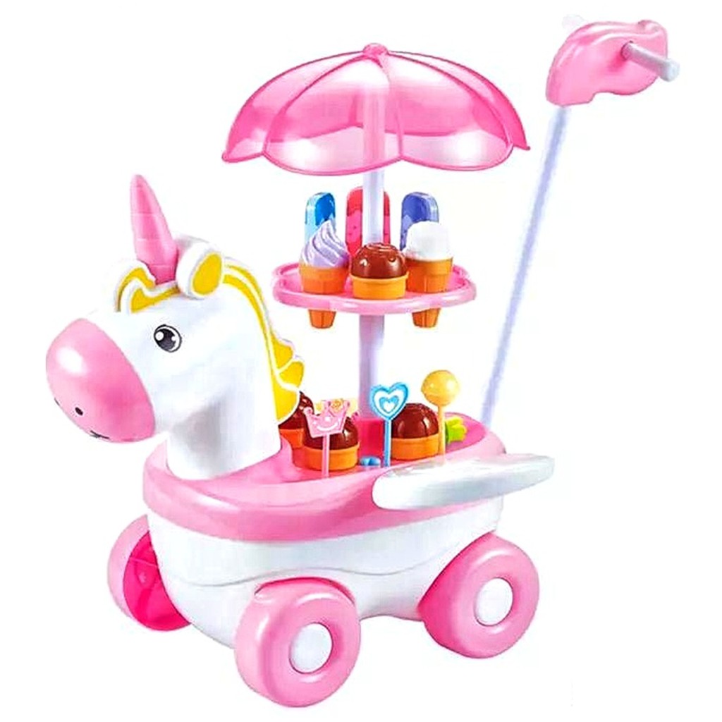 MAINAN ANAK PEREMPUAN TROLLEY ICE CREAM UNICORN MAINAN TROLI ICE CREAM