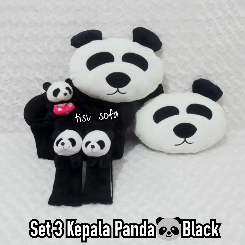 Bantal Mobil Set 3 Kepala Panda Tisu Sofa Shopee Indonesia