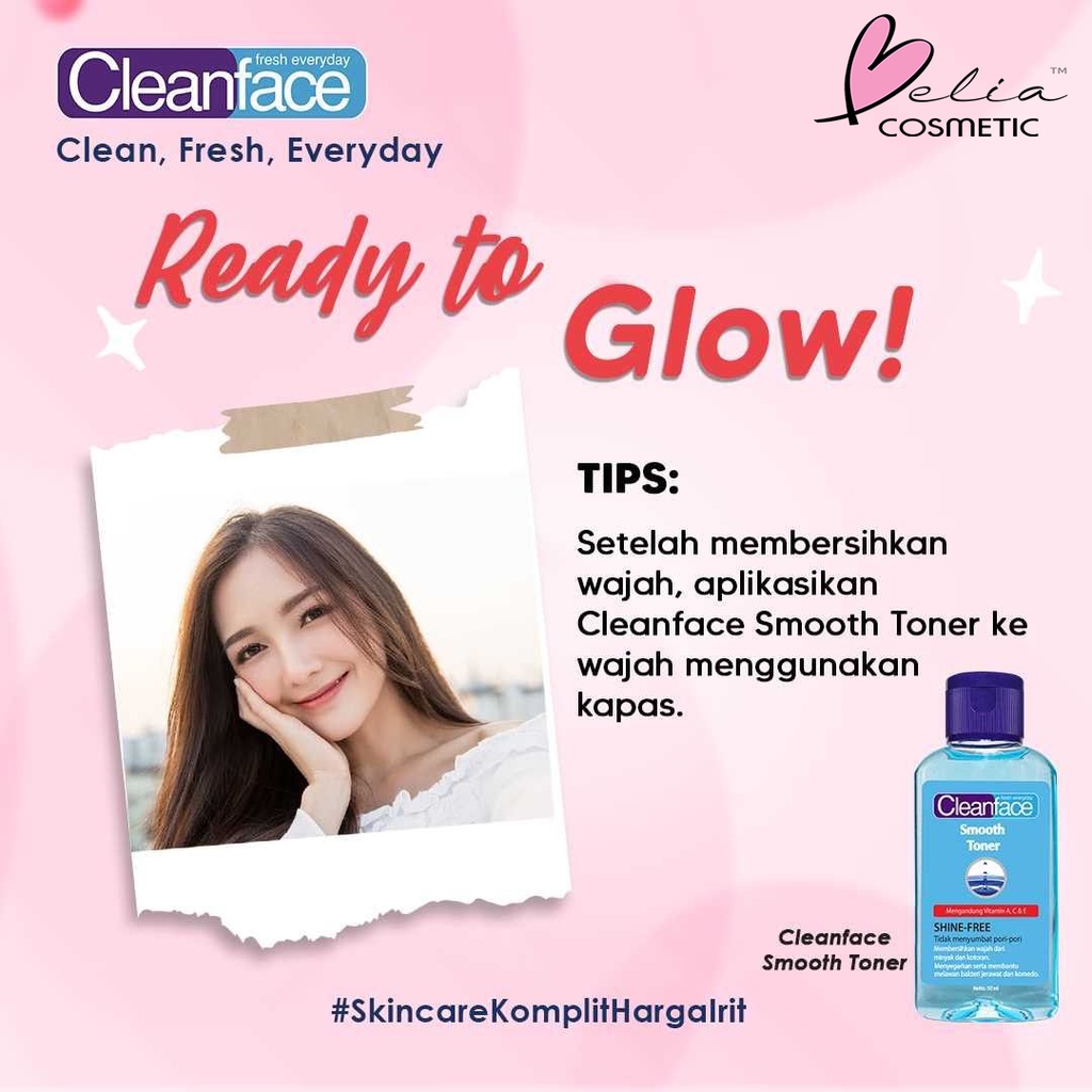 ❤ BELIA ❤ CLEAN FACE Smooth Toner | Liquid Facial Wash | Shine-Free | Non Comedogenic | Cleanface Purbasari