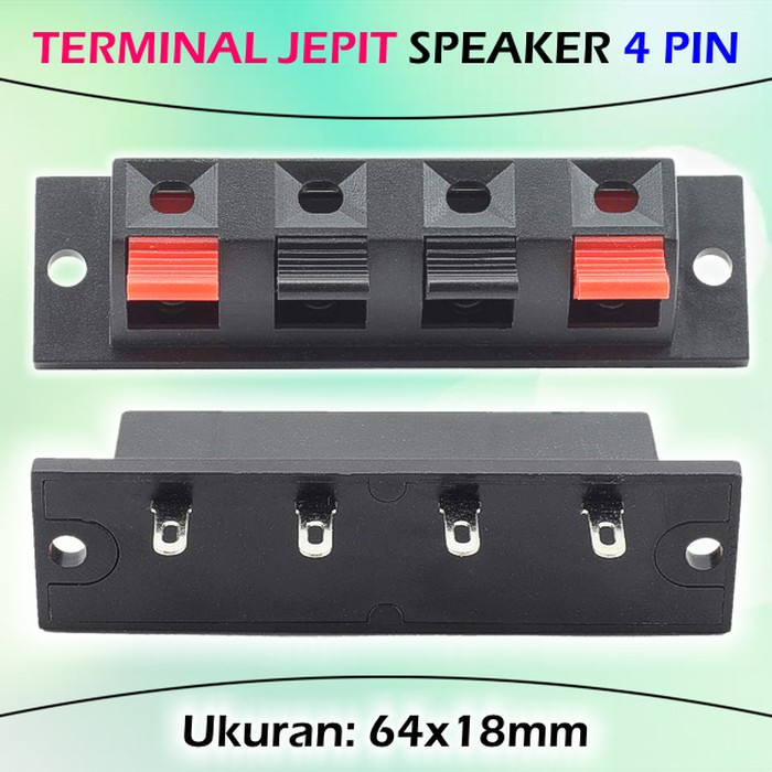 Terminal Jepit Speaker 4 Pin Kabel Power Supply Soket Per Amplifier DC