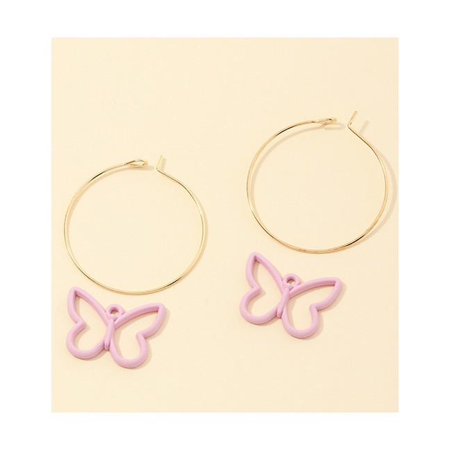 LRC Anting Tusuk Fashion Butterfly Alloy Hollow Geometric Earrings K27010